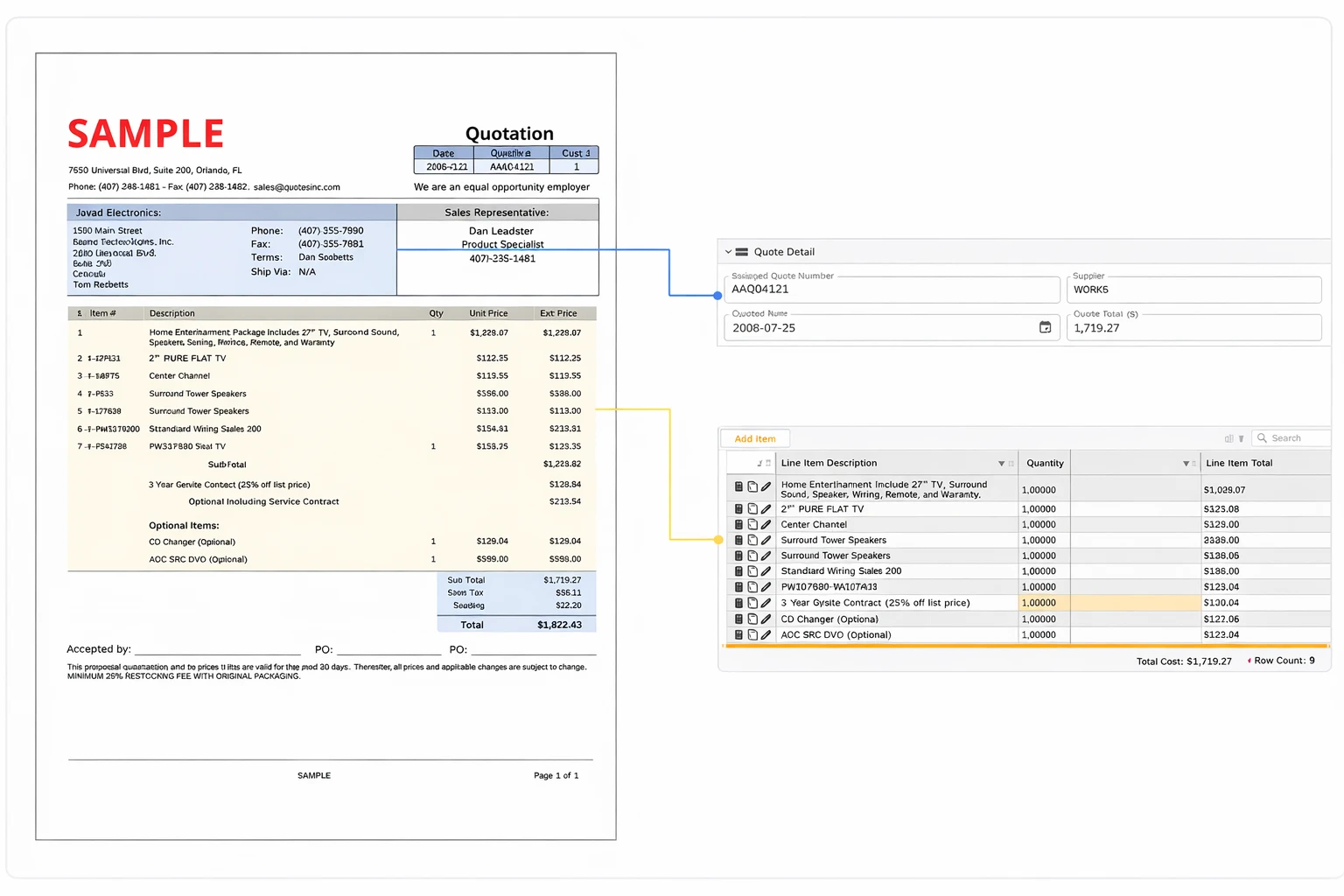 3-way matching view linking purchase order, goods receipt, and invoice with variance and approval status